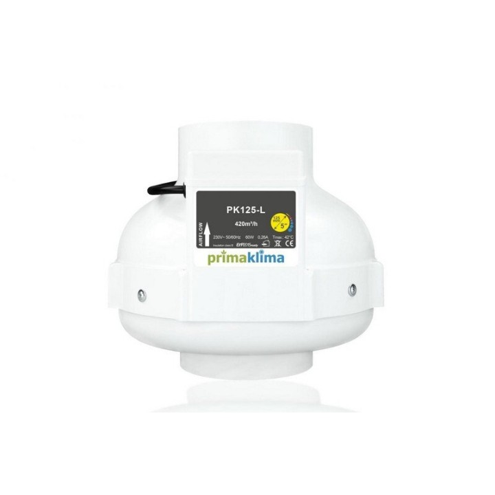 Prima Klima 360m³/h Ø125mm extracteur 65W support mural | Extracteurs