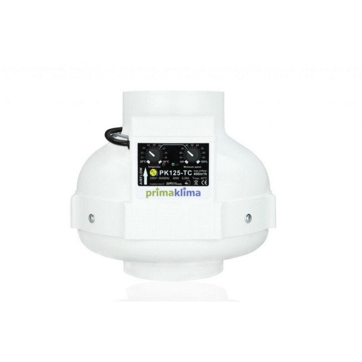 Prima Klima 400m³/h Ø125mm thermostat support mural 60W | Extracteurs